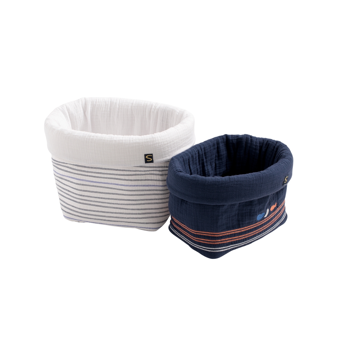 Lot de 3 panières gigogne tissu Baby Sailor BLEU Sauthon