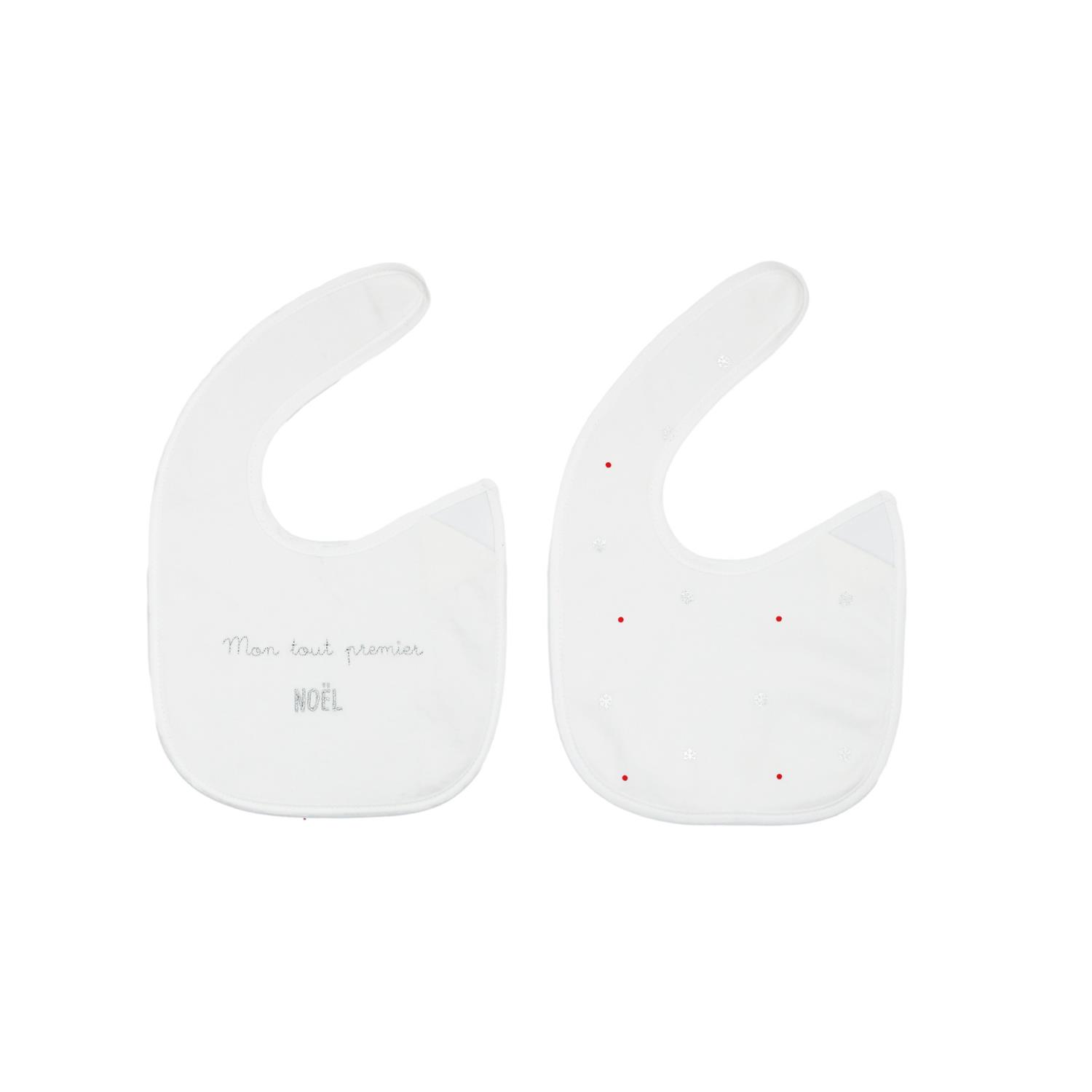 2 bavoirs de noël BLANC Trois Kilos Sept