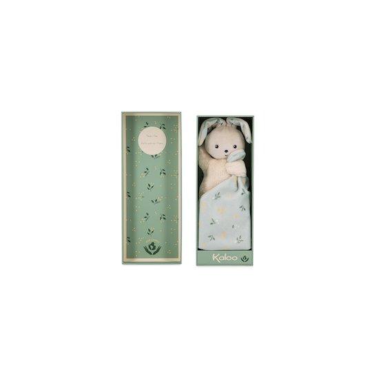 Kaloo Doudou lapin Carré Douceur  Vert 18 cm