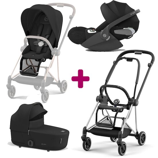 Cybex Pack trio Châssis poussette Mios chrome black +Siège + Nacelle + Cloud T i-size Sépia Black  