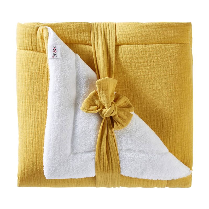 Couverture peluche & gaze Mix & Match JAUNE BB&Co